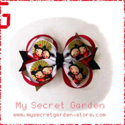 Pucca Grosgrain Ribbon Girls Hair Bows  ( Hair Clip or Hair Band )